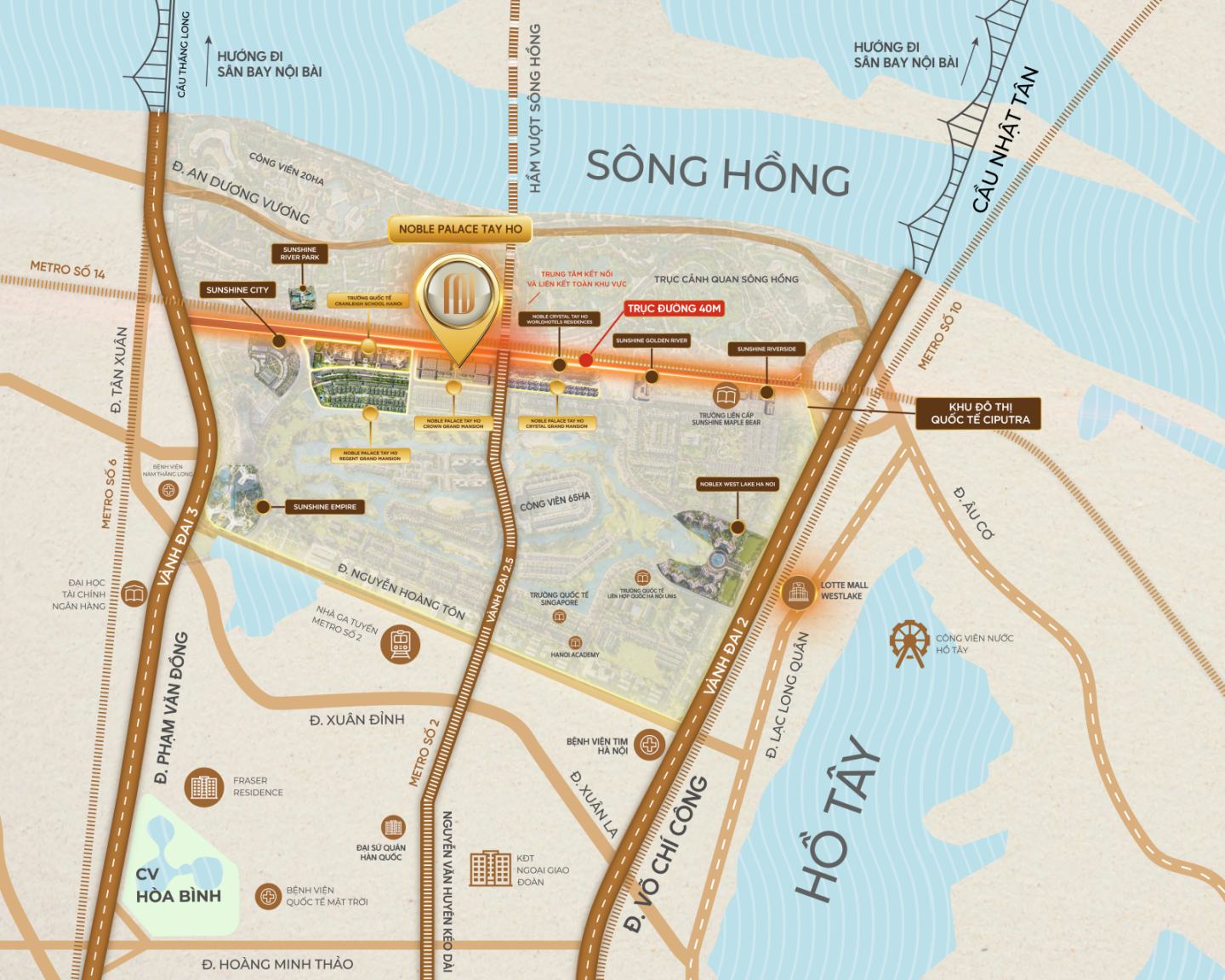 Tọa độ giao thương tỷ đô: Lực hút từ đại lộ 40m nối hai đường vành đai và hệ sinh thái thương mại Tây Hồ Tây